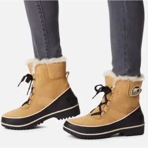 Sorel Tivoli II Waterproof Fur Lined Winter Snow Boots Tan Curry Black Size 8.5